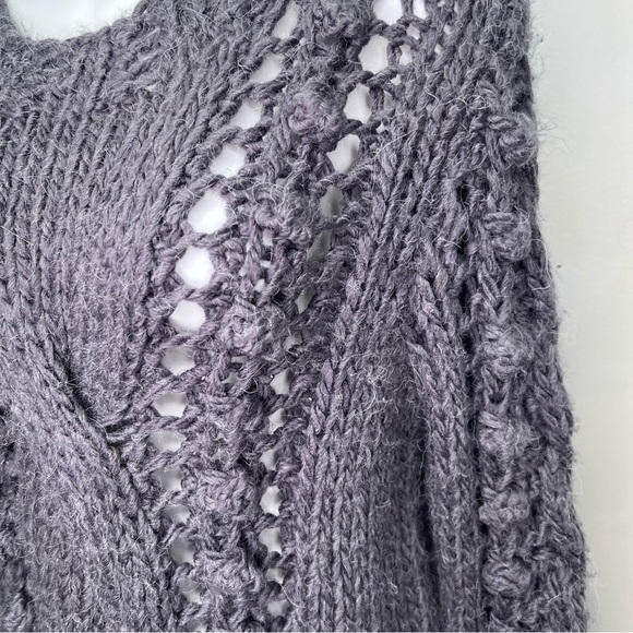 Carducci Grey Alpaca Wool Blend Crew Neck Size XL Open Knit Neutral - Picture 7 of 10